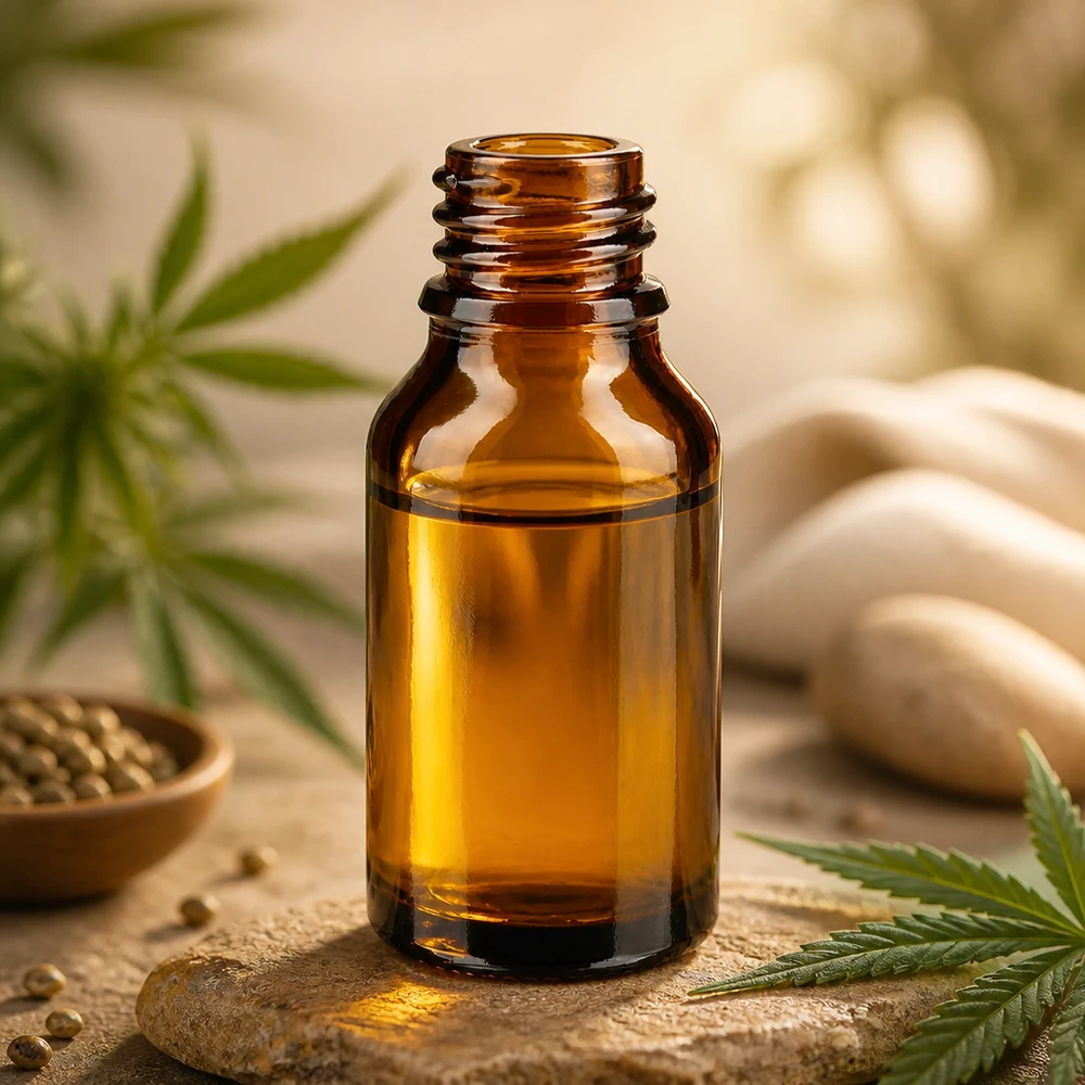 Bruine glazen fles 15ml 15ml bruin ApoGlas flesje met cannabisbladeren hennepzaad en spastenen voor natuurlijke wellnessproducten