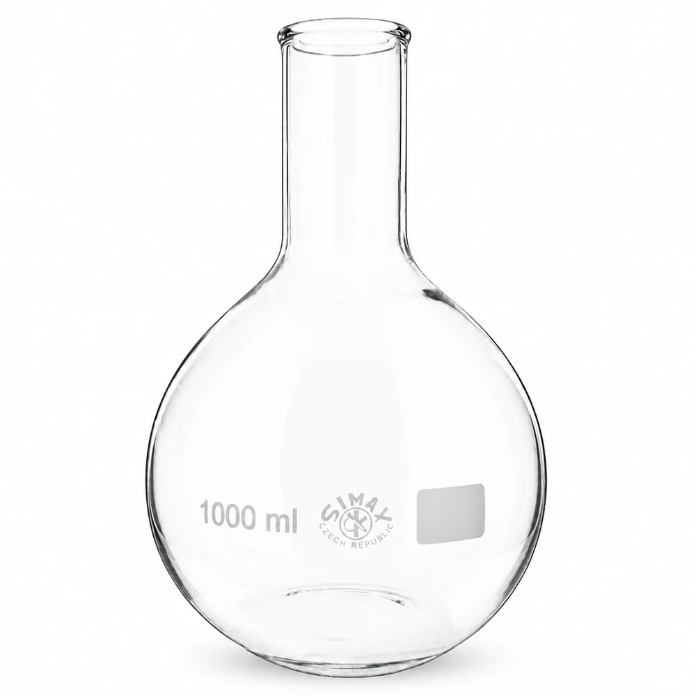 Platbodem kolf 1000ml nauwe hals borosilicaat met afgeronde rand Smalhalskolf 1000ml professionele laboratoriumkwaliteit voor onderzoek en chemische processen