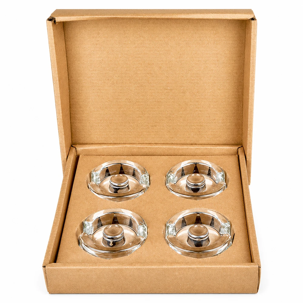 Glazen gistingsgewichten met handvat set van 4 UNiTWIST in bruine kartonnen geschenkverpakking