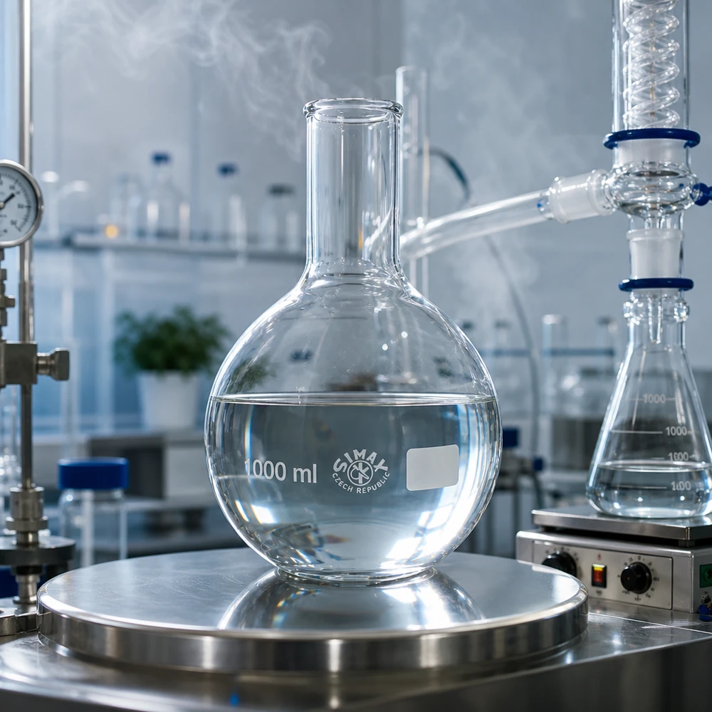 Platbodem kolf 1000ml nauwe hals borosilicaat met afgeronde rand Staande kolf 1000ml smalle hals met merkkwaliteit Tsjechië voor onderzoek en analyse