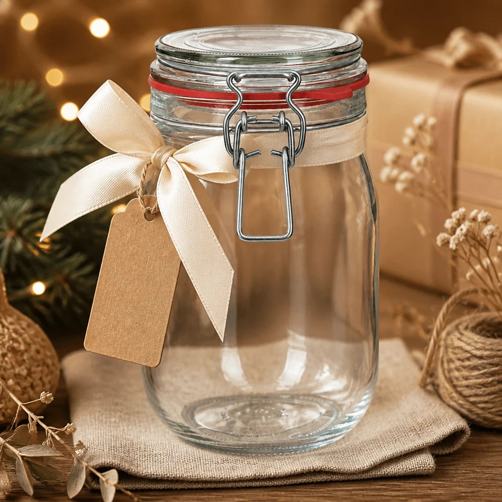 1140 ml voorraadpot type G met beugelsluiting UN.. Lege voorraadpot van 1140 ml met draaidop als decoratief cadeau-idee