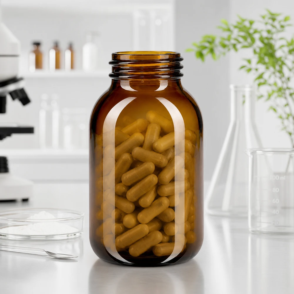 Fles met wijde hals 500 ml bruin glas met DIN 55 opening zonder sluiting Hoogwaardige 500ml fles met wijde hals gemaakt van UV-beschermend amberglas voor optimaal bewaren
