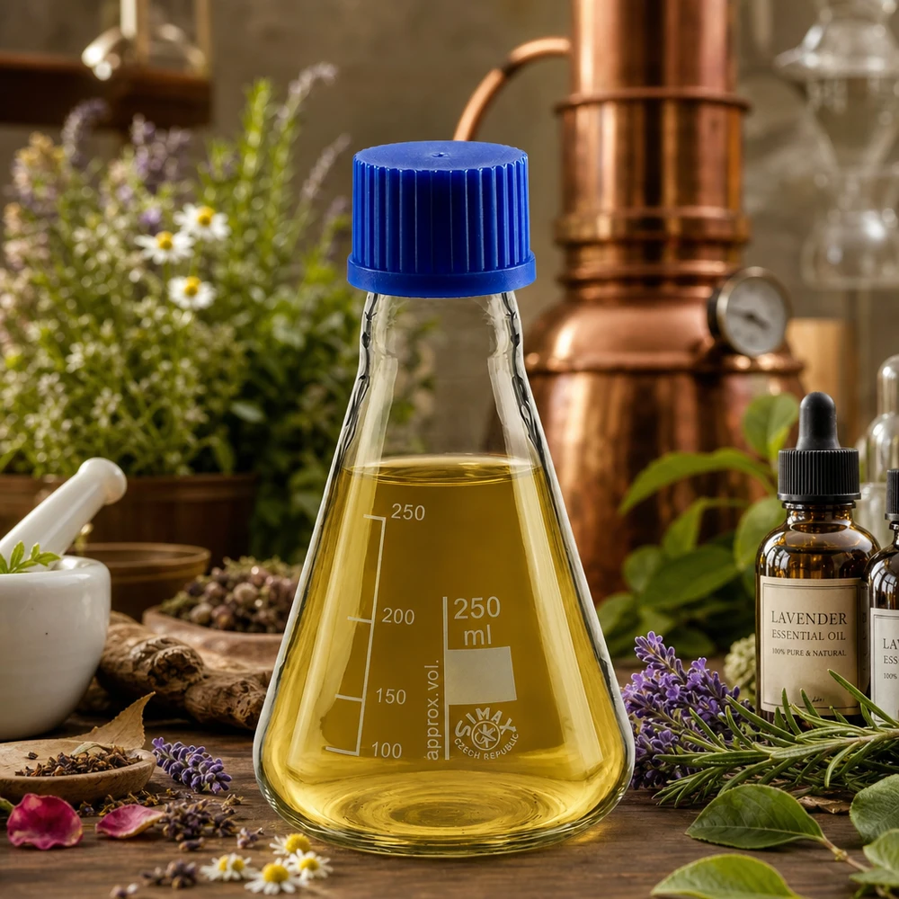 Erlenmeyer 250ml glas met nauwe hals borosilicaat met schroefdraad en sluiting Erlenmeyer met een inhoud van 250 ml, ideaal voor middelgrote experimenten in het laboratorium
