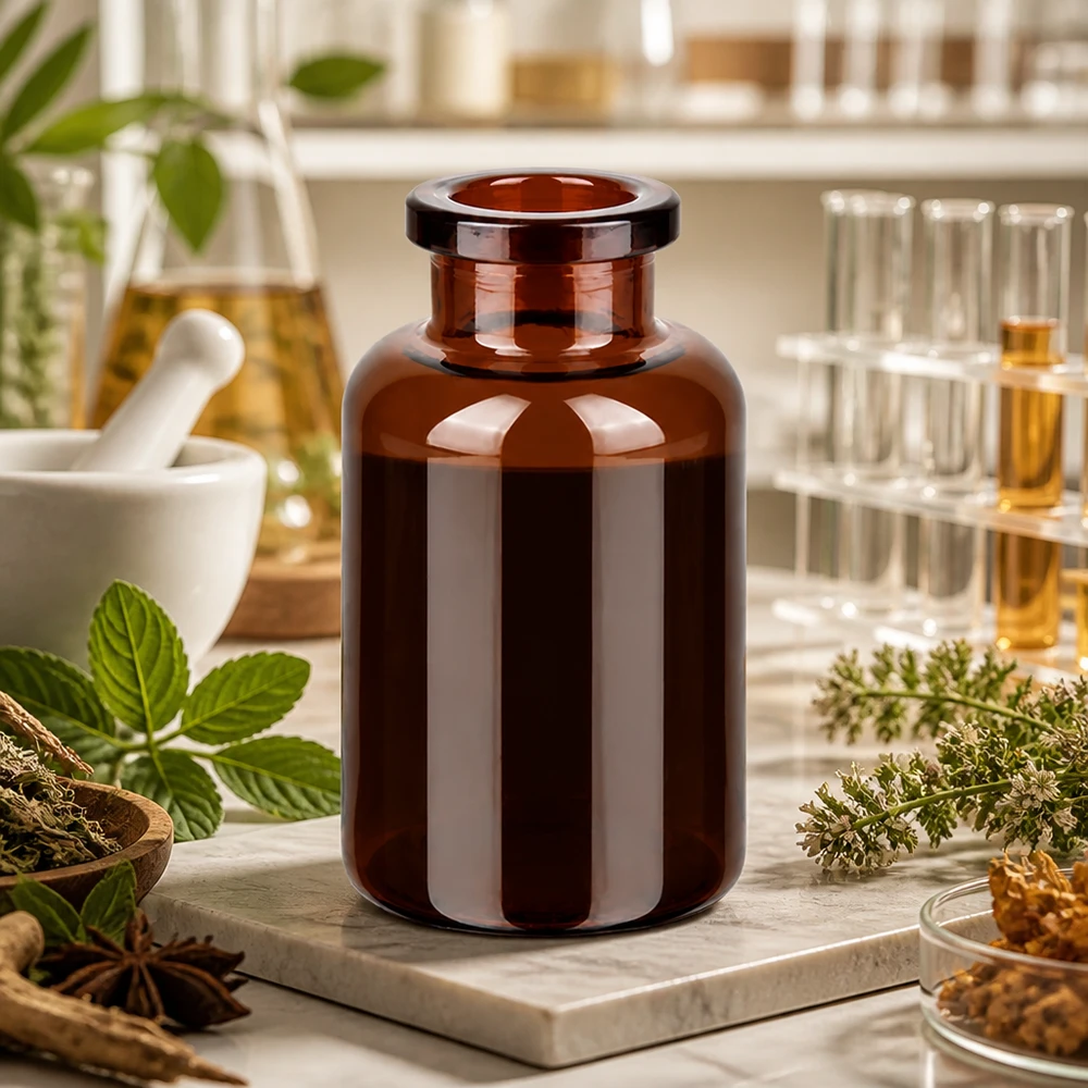 Injectiefles bruin glas 20ml Lichtgeschützte Injektionsflasche 20ml Braunglas in naturmedizinischer Forschungsumgebung