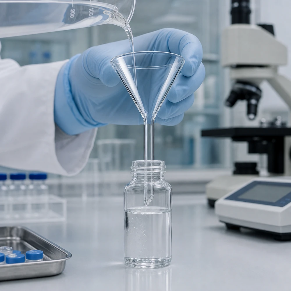 Glazen trechter Ø 45mm - borosilicaat 3.3 - 60° hoek Precieze laboratoriumtrechter met een hoek van 60 graden gemaakt van chemisch bestendig borosilicaatglas