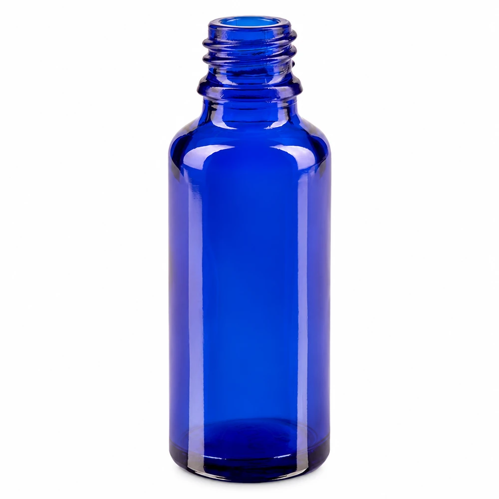 Blauwe apothekersfles ApoGlas van 30 ml met UV-bescherming voor geneeskunde en natuurgeneeskunde