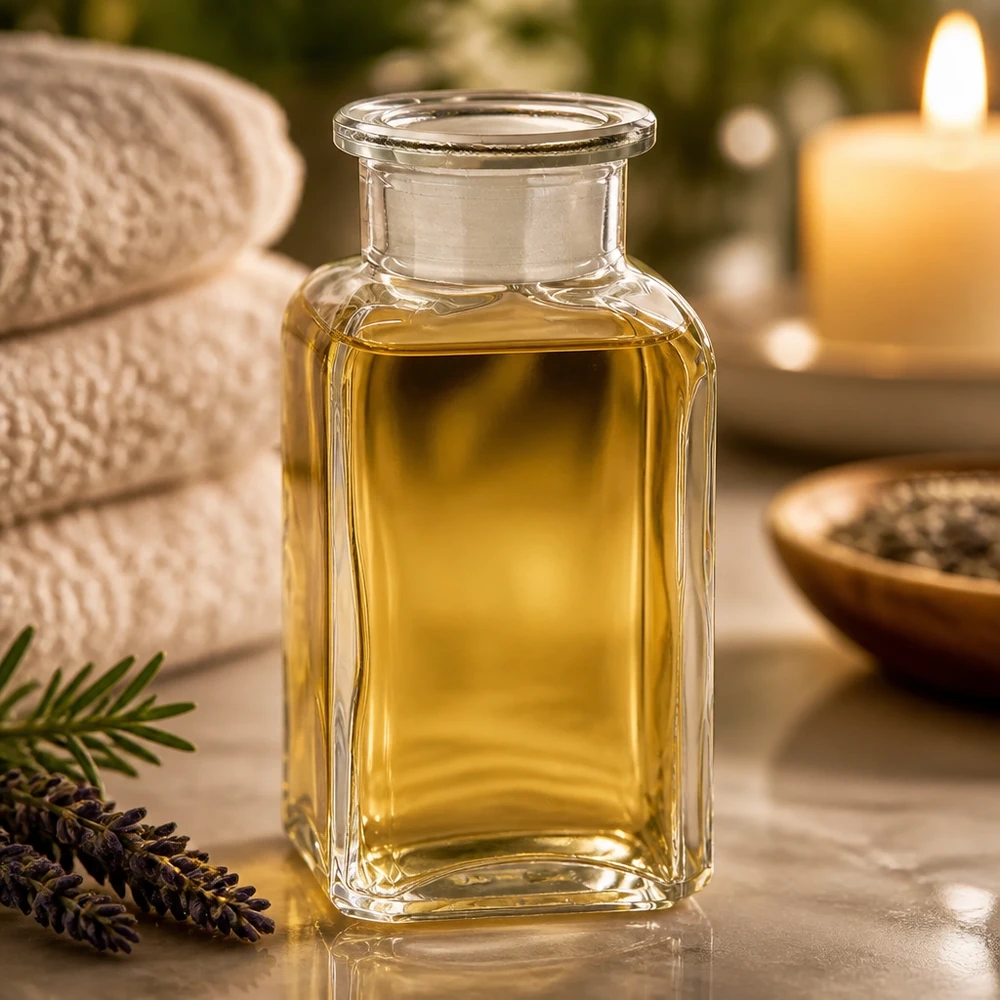 Vierkant-apothekersfles 100 ml wijde hals helder glas incl. glazen stop Vierkante apothekersfles van 100 ml, transparant, met glazen stop, spa-decoratie