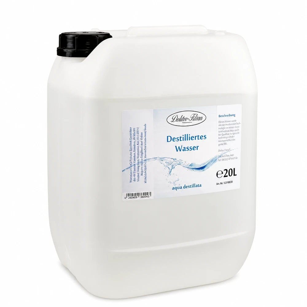 20 liter gedestilleerd water - Aqua dest in blanke premium jerrycan van Doktor Klaus 20 liter Doctor Claus gedestilleerd water in witte plastic bus met zwarte dop