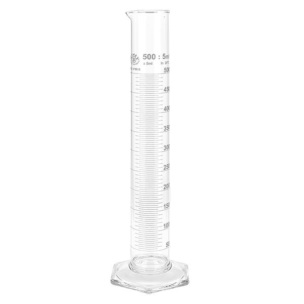 Maatcilinder 500ml wit maatverdeling hoog model ISO 4788 Maatcilinder 500ml wit maatverdeling hoog model ISO 4788