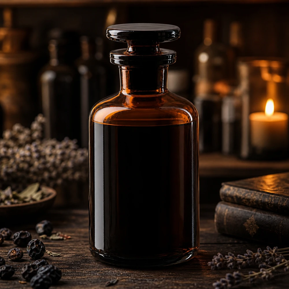 Apothekersfles 50 ml nauwe hals bruin glas incl. glazen stop Vintage apothekersfles van bruin glas, 50 ml, smalle hals, glazen stop, voor kruidenextracten en oliën