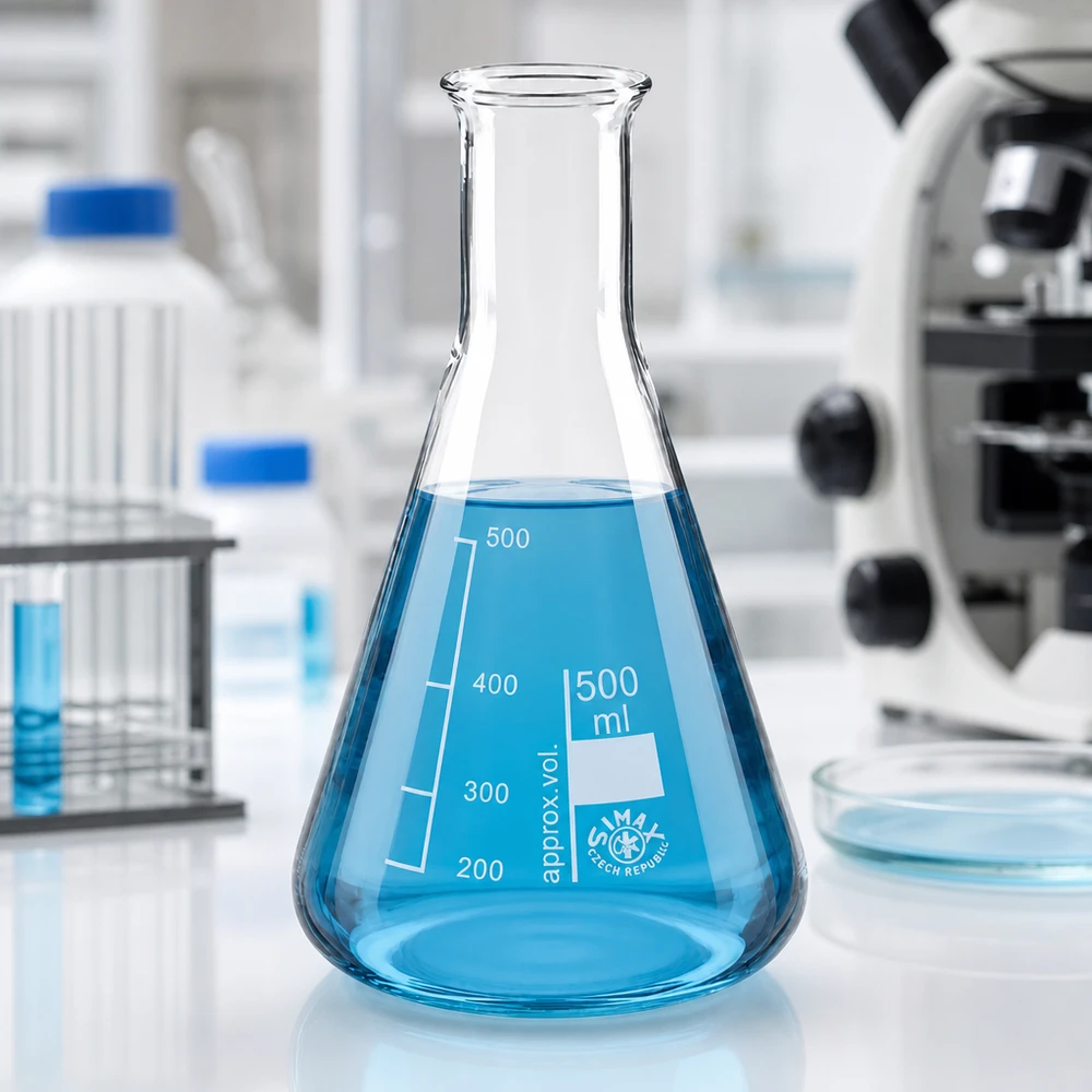 Erlenmeyer 500ml nauwe hals borosilicaat met afgeronde rand Erlenmeyer met smalle hals 500 ml met milliliterverdeling voor wetenschappelijke analyses en syntheses