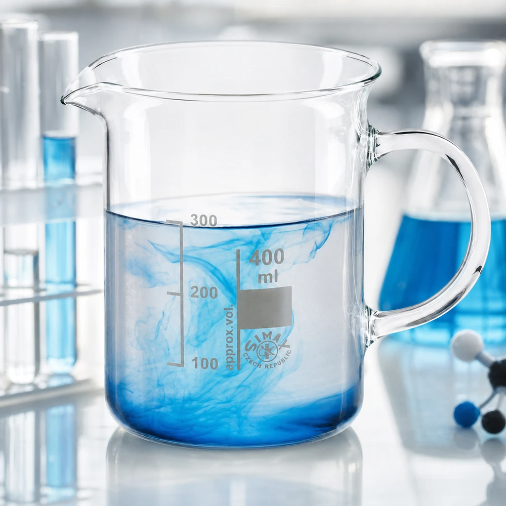 Bekerglas 400 ml van hittebestendig borosilicaatglas met handvat Stevig laboratoriumglas van 400 ml met handvat, gemaakt van SIMAX-borosilicaatglas, voor het mengen en verwarmen van vloeistoffen