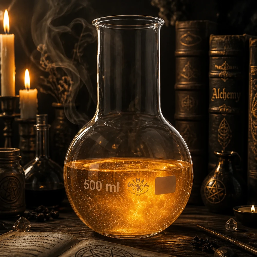 Platbodem kolf 500ml wijde hals borosilicaat met afgeronde rand Laboratoriumkolf 500ml gemaakt van robuust speciaal glas met optimale balans tussen stabiliteit en vorm