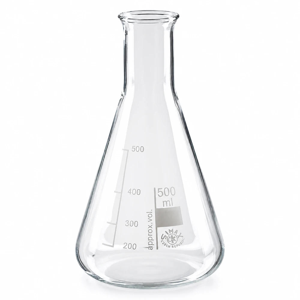 Erlenmeyer 500ml nauwe hals borosilicaat met afgeronde rand Laboratoriumkolf 500ml conisch met smalle tuit voor veilig gebruik