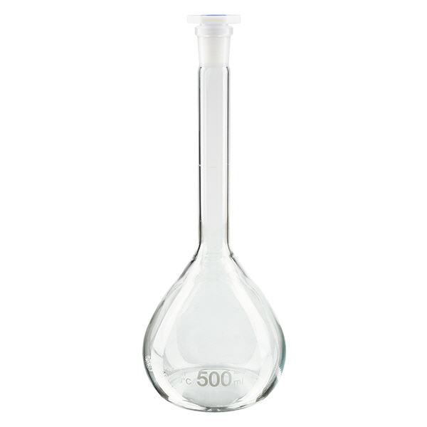 Maatkolven 500ml met slijpstuk 19/26 borosilicaat incl. PEHD stop Maatkolven 500ml met slijpstuk 19/26 borosilicaat incl. PEHD stop