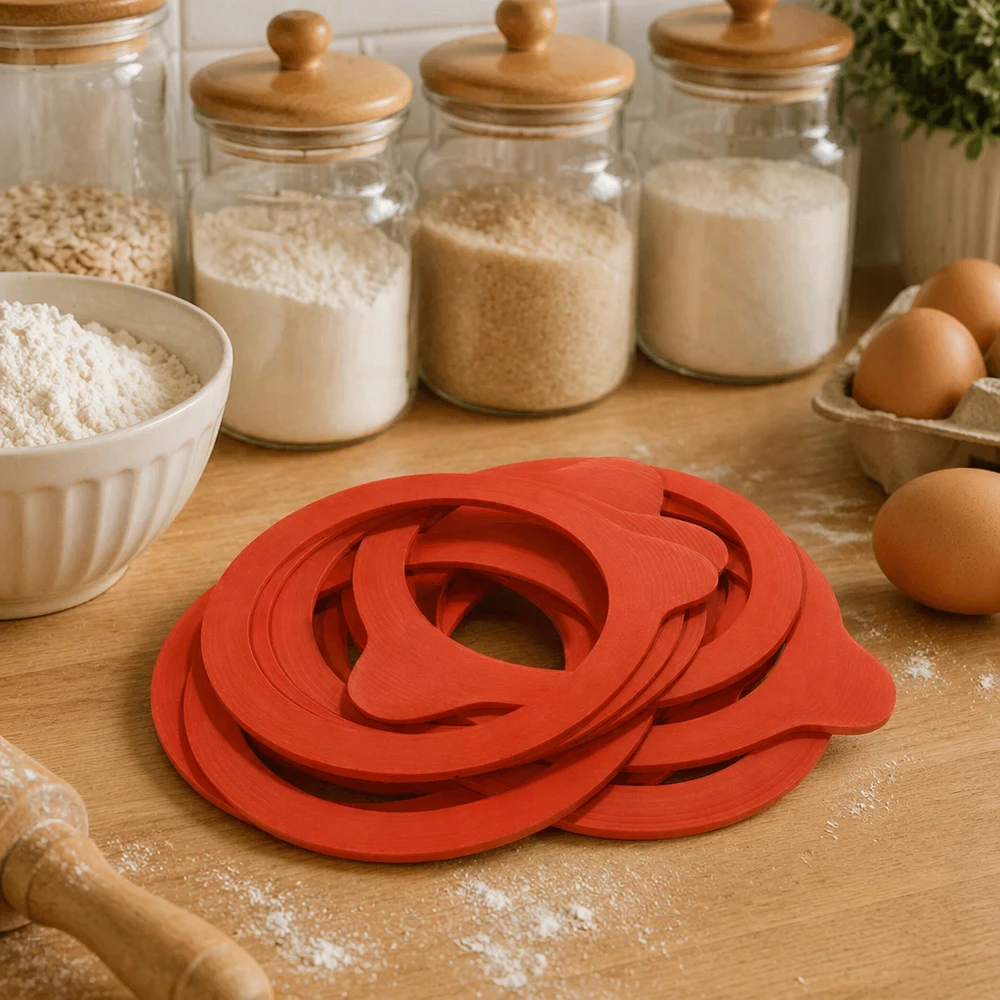 Inlegring van natuurrubber RR80 Inmaakring RR80 natuurrubber oranje stapelbare afdichtringen Keuken houten tafel Inmaakaccessoires Bakgerei
