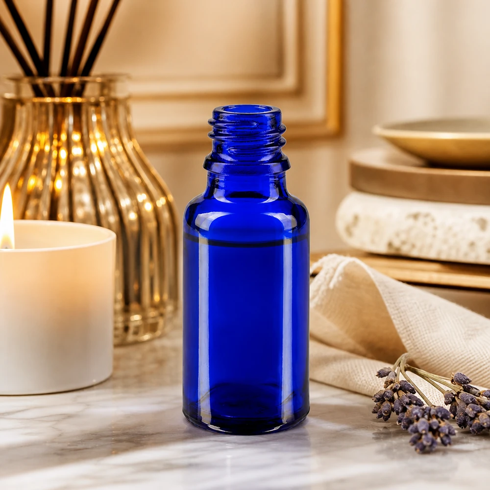 Blauwe glazen fles 20ml Vintage apothekersfles 20ml in klassiek blauw gemaakt van traditioneel ApoGlas glas