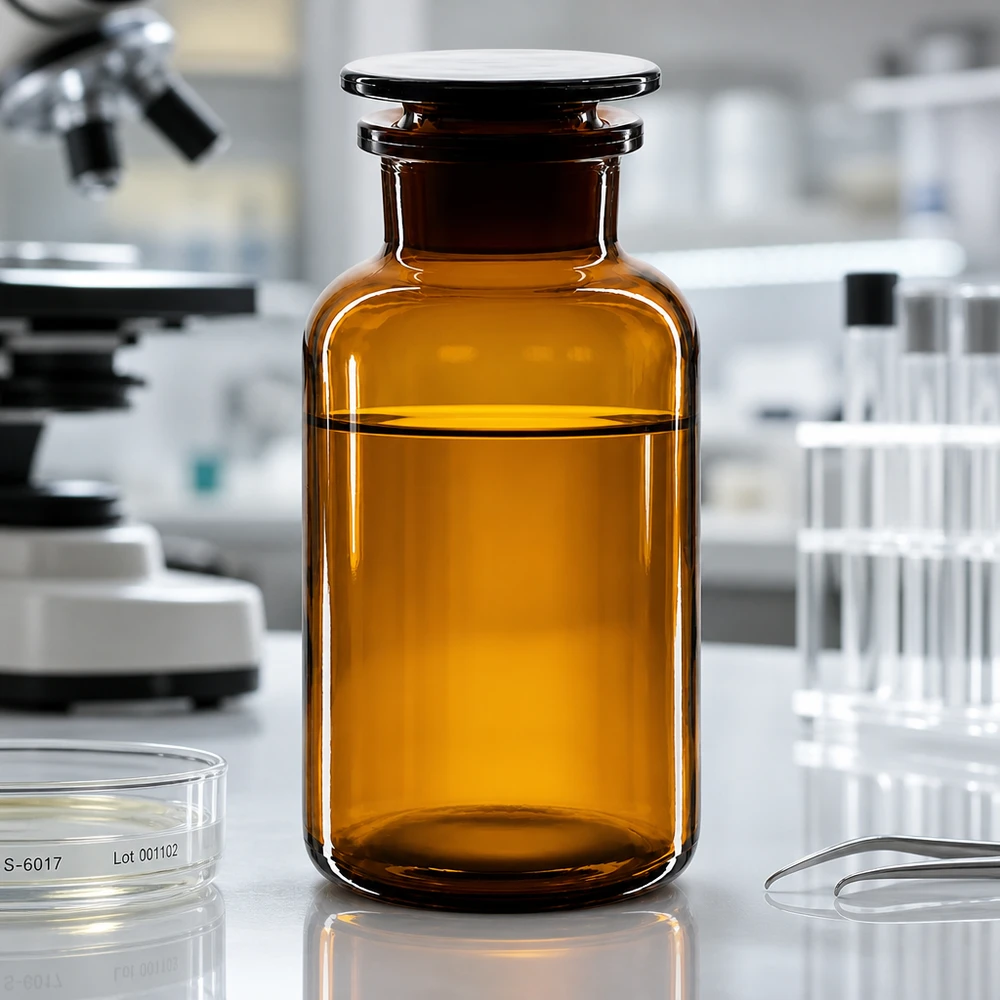 Apothekersfles 500 ml wijde hals bruin glas incl. glazen stop Bruinglazen voorraadfles van 500 ml met ronde schouders, brede hals en hermetisch sluitende stop