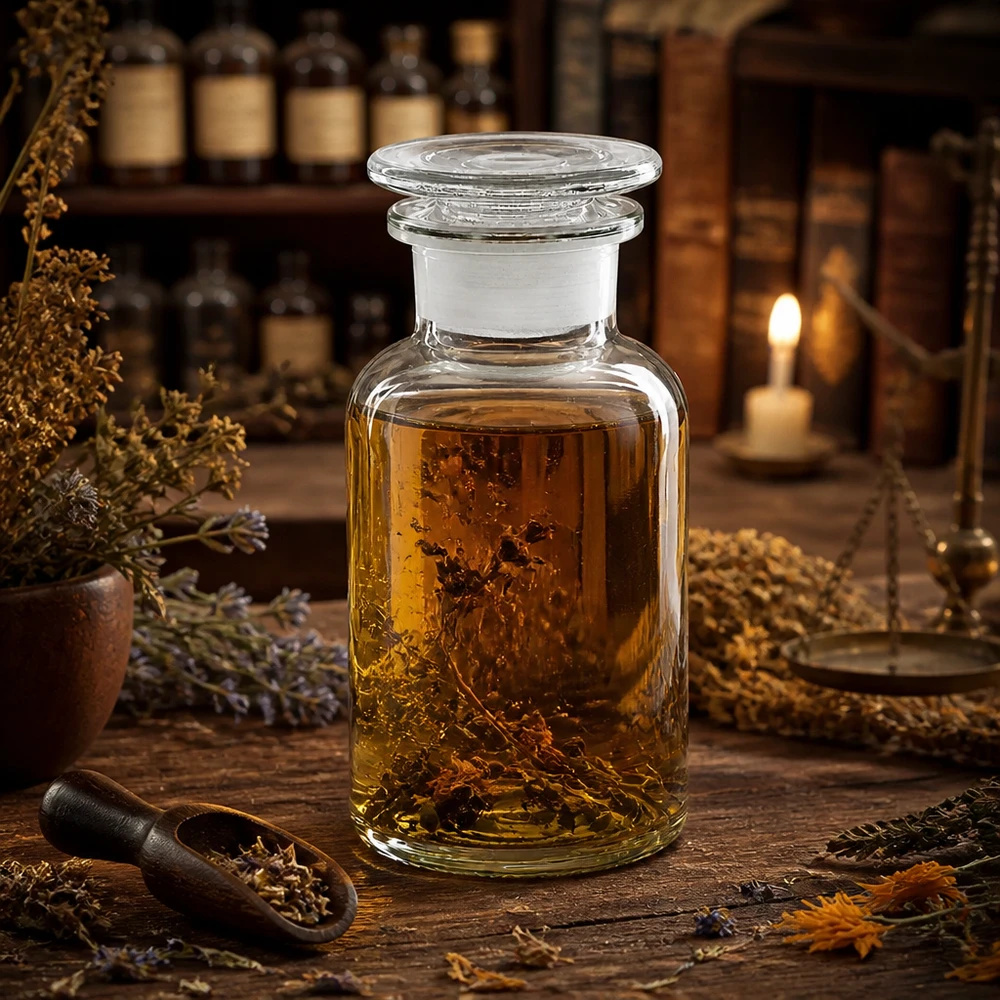 Apothekersfles 250 ml wijde hals helder glas incl. glazen stop Doorzichtige laboratoriumfles van 250 ml met brede hals en luchtdichte glazen stop voor kruidenoliën