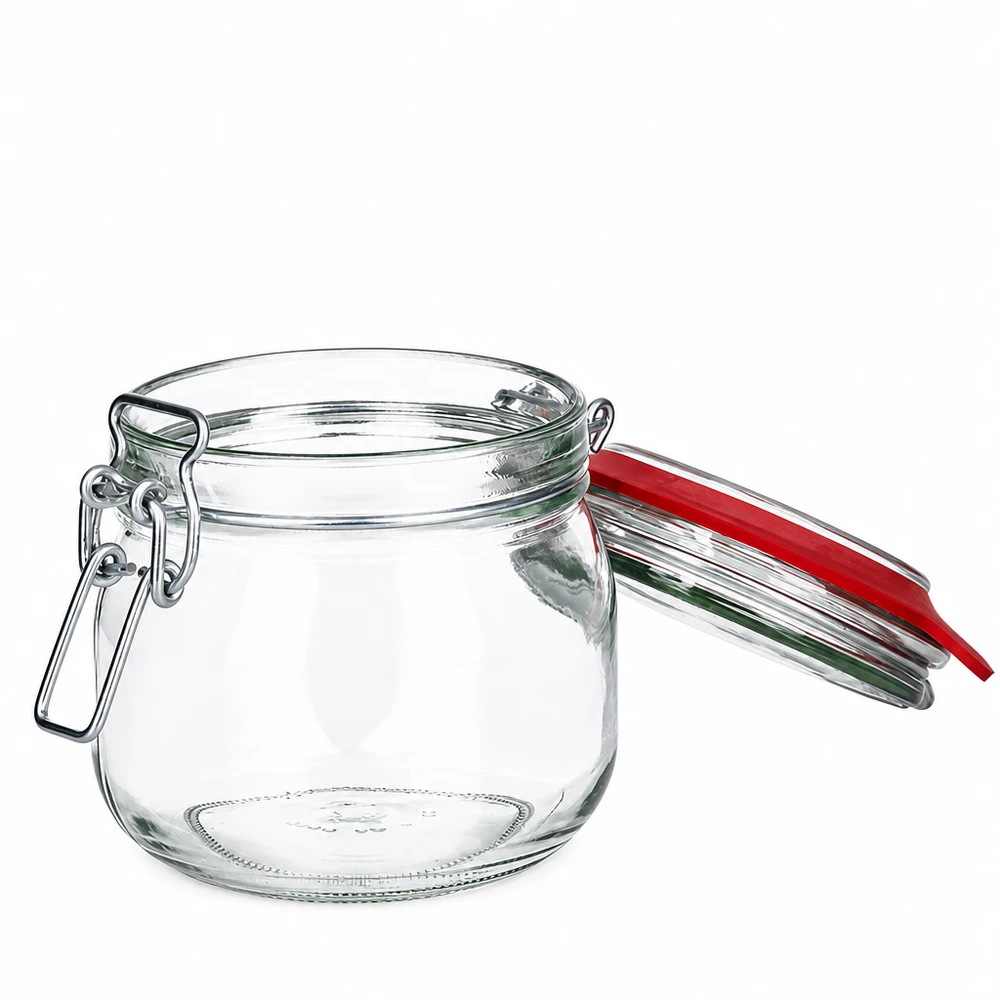 634 ml voorraadpot type G met beugelsluiting UN.. Einweckglas 634ml mit traditionellem Bügelverschluss aus robustem Klarglas