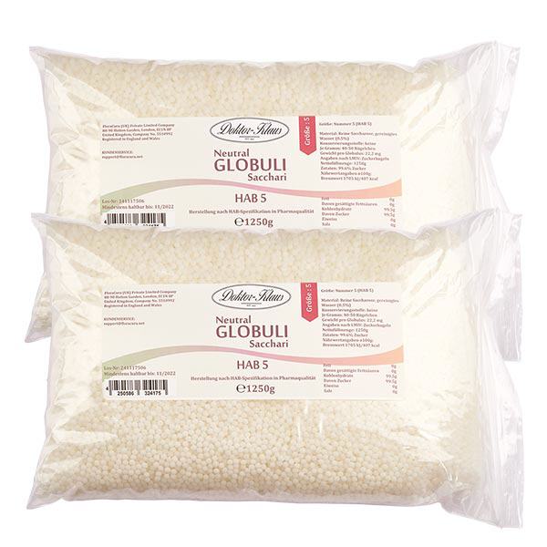 2,5 kg Neutral globuli HAB5 van 100% zuivere sacharose (2 x 1.25kg) 2,5 kg Neutral globuli HAB5 van 100% zuivere sacharose (2 x 1.25kg)