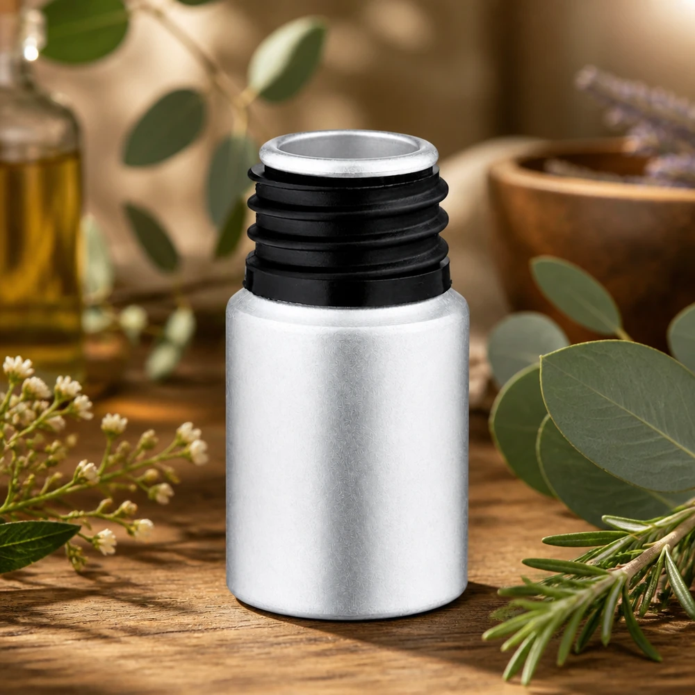 10 ml aluminium fles gebeitst zonder sluiting Lichtbeschermd aluminium flesje van 10 ml met matte coating voor gevoelige oliën