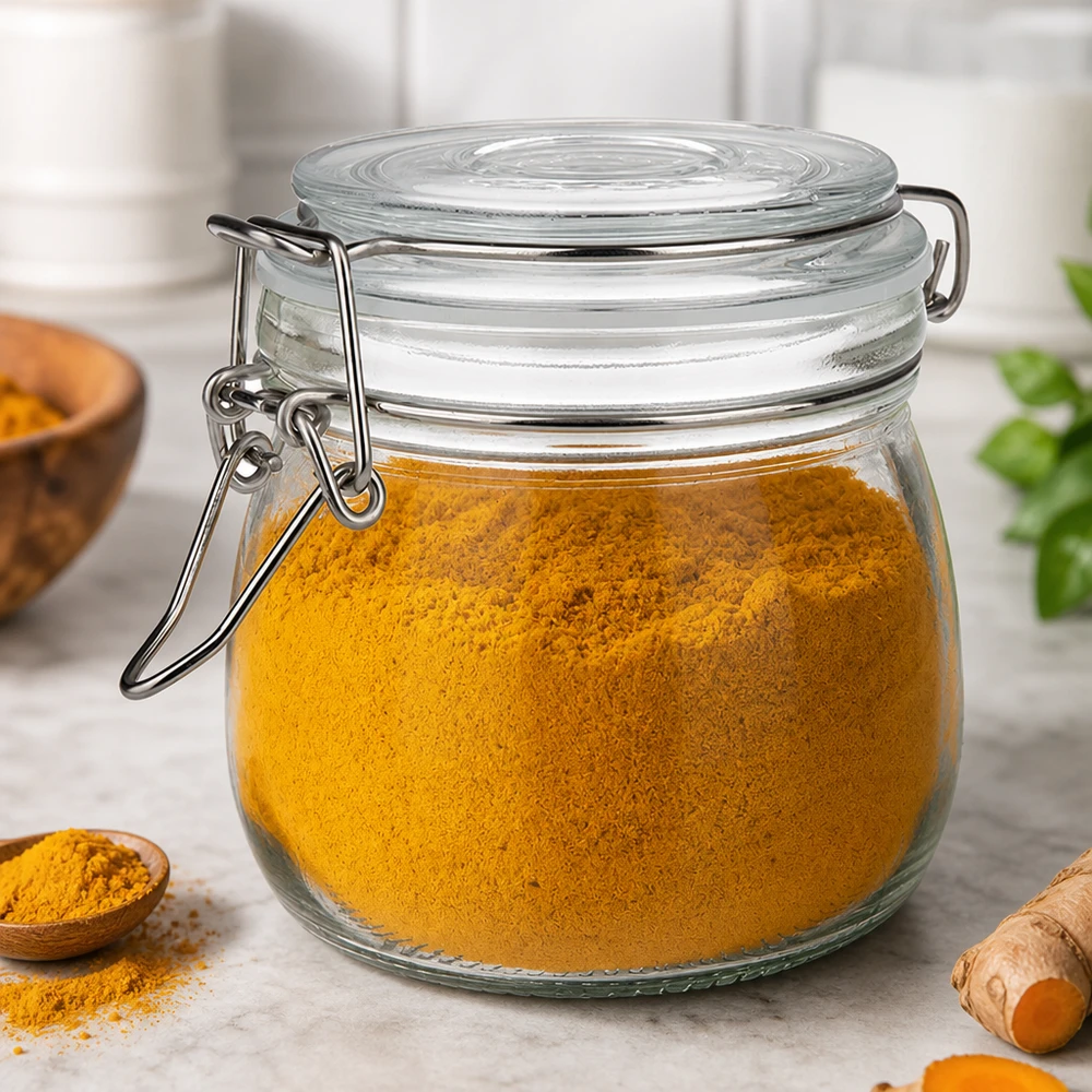 500 ml voorraadpot type S met scharnierende top UN. Vielseitiges 500ml Einweckglas mit Bügelsystem perfekt für Küchenorganisation und Meal Prep