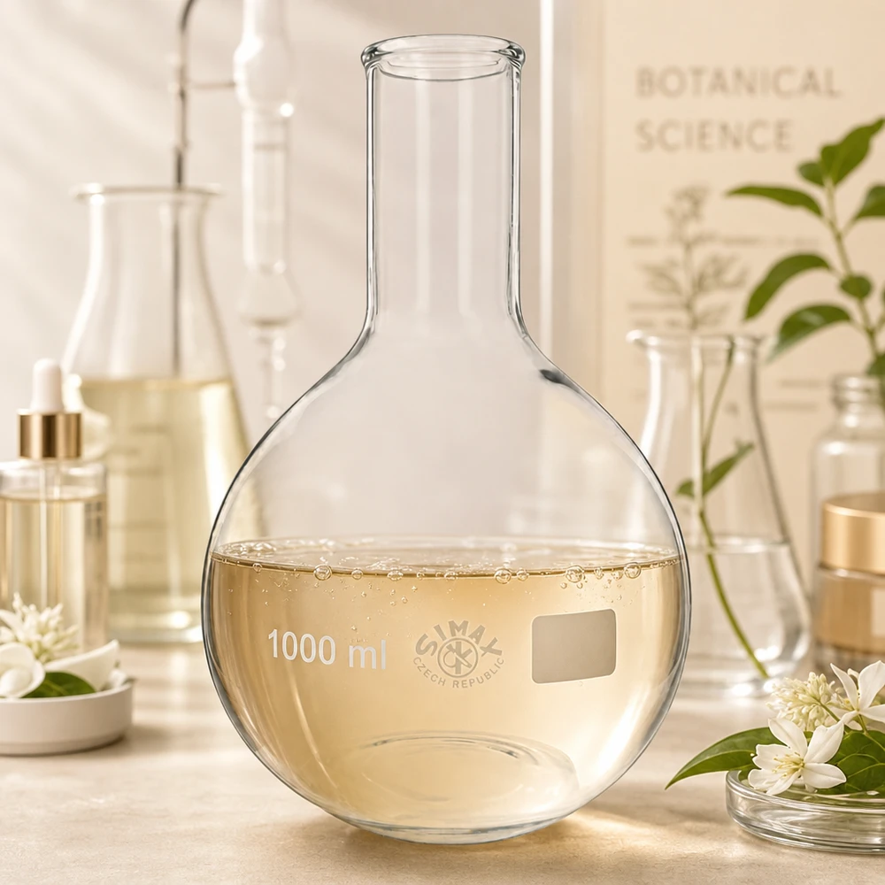 Platbodem kolf 1000ml nauwe hals borosilicaat met afgeronde rand Staande kolf 1000ml smalle hals voor botanische extracten en natuurlijke stoffen in het onderzoekslaboratorium