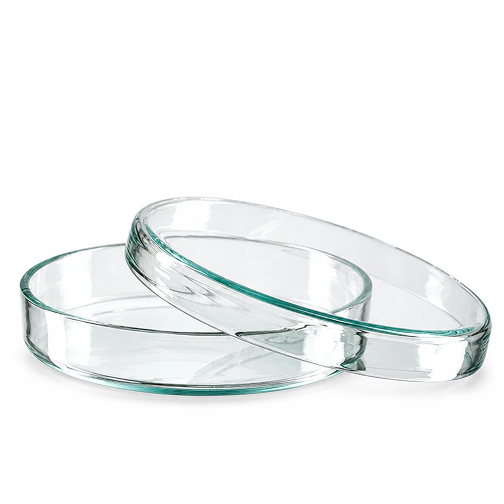 Petrischaal van glas, 80 x 15 mm, met een lichtgroene tint en een gladde glasrand