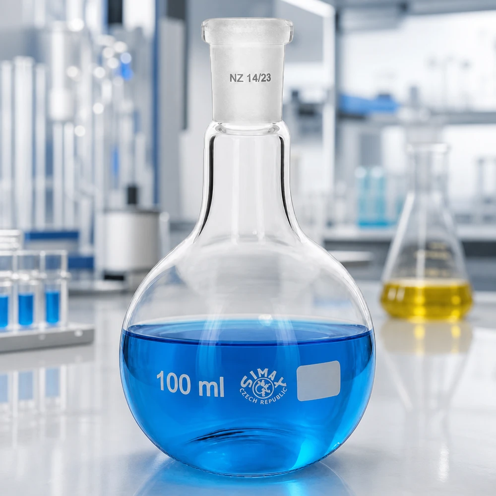 Platbodem kolf 100ml nauwe hals borosilicaat met slijpstuk 14/23 Analytische erlenmeyer 100 ml van hittebestendig laboratoriumglas met standaard geslepen verbinding 14/23