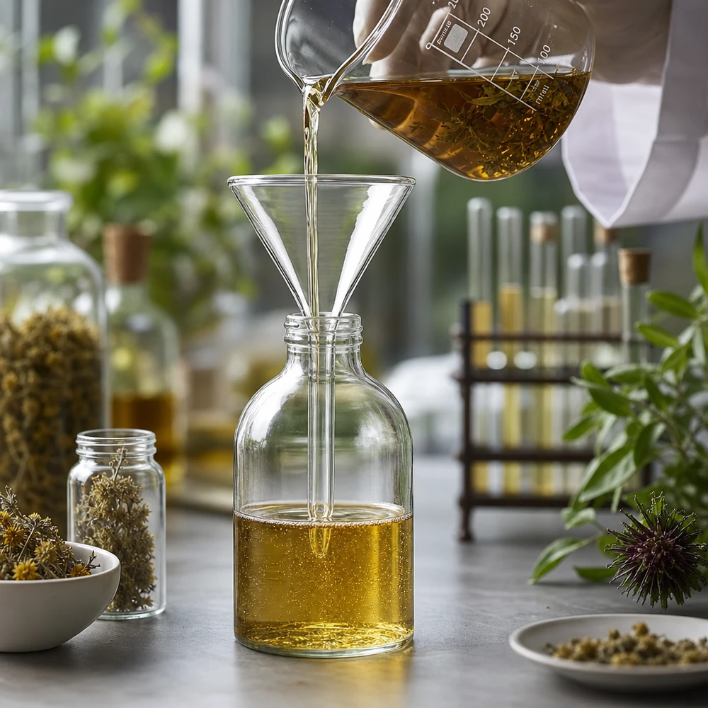 Glazen trechter Ø 55mm - borosilicaat 3.3 - 60° hoek Hittebestendige trechter van borosilicaat 55 mm met kort handvat voor professionele laboratoriumtoepassingen