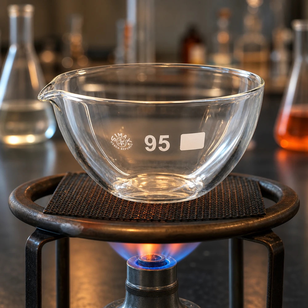 Indampschaal 170ml van borosilicaatglas met schenktuit Chemicaliënbestendige glazen schaal van 170 ml met praktische tuit voor wetenschappelijke experimenten