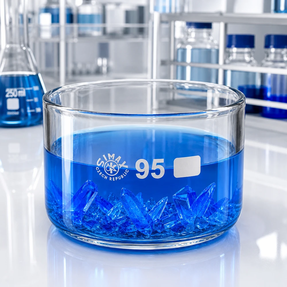 Lage cilindrische laboratoriumschaal 300 ml zonder uitgietmond 95 mm, borosilicaatglas Simax