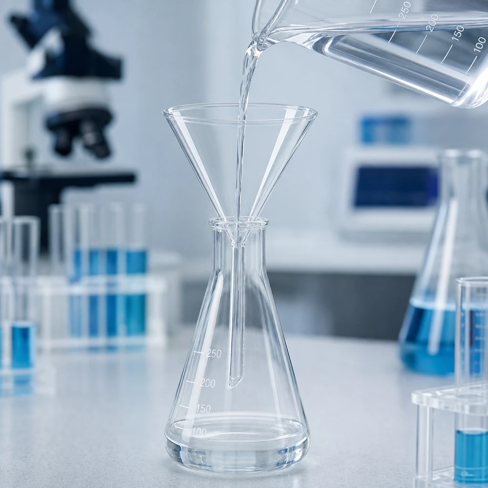 Glazen trechter Ø 100mm - borosilicaat 3.3 - 60° hoek Laboratoriumtrechter met korte steel van borosilicaatglas met een diameter van 100 mm voor chemische toepassingen