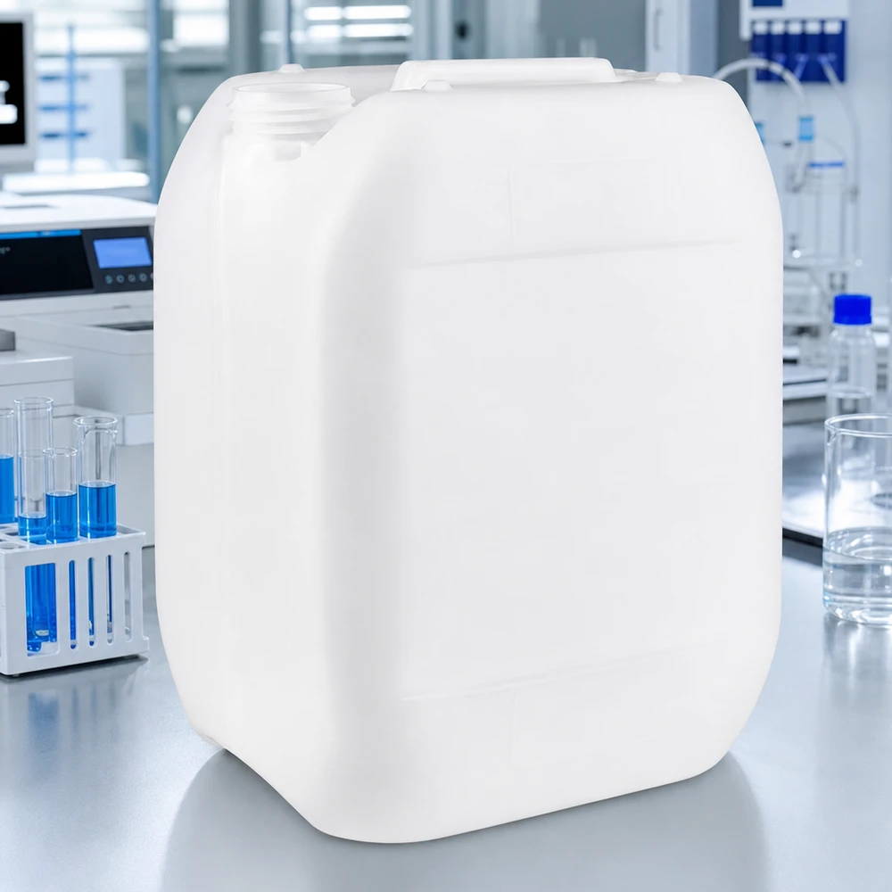 Industriële jerrycan met een inhoud van 10 liter, vervaardigd uit voedselveilige HDPE-kunststof, zonder deksel