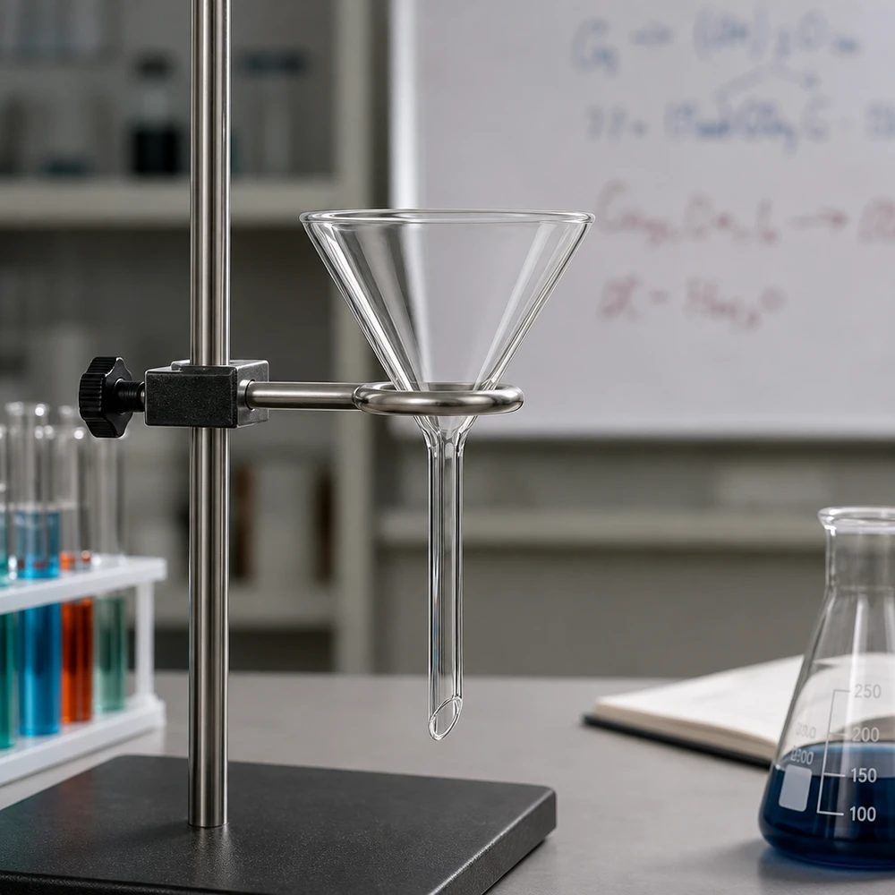 Glazen trechter Ø 60mm - kalk-soda-glas - 60° hoek Transparante laboratoriumtrechter van robuust natronkalkmateriaal met 60 mm opening voor chemische experimenten