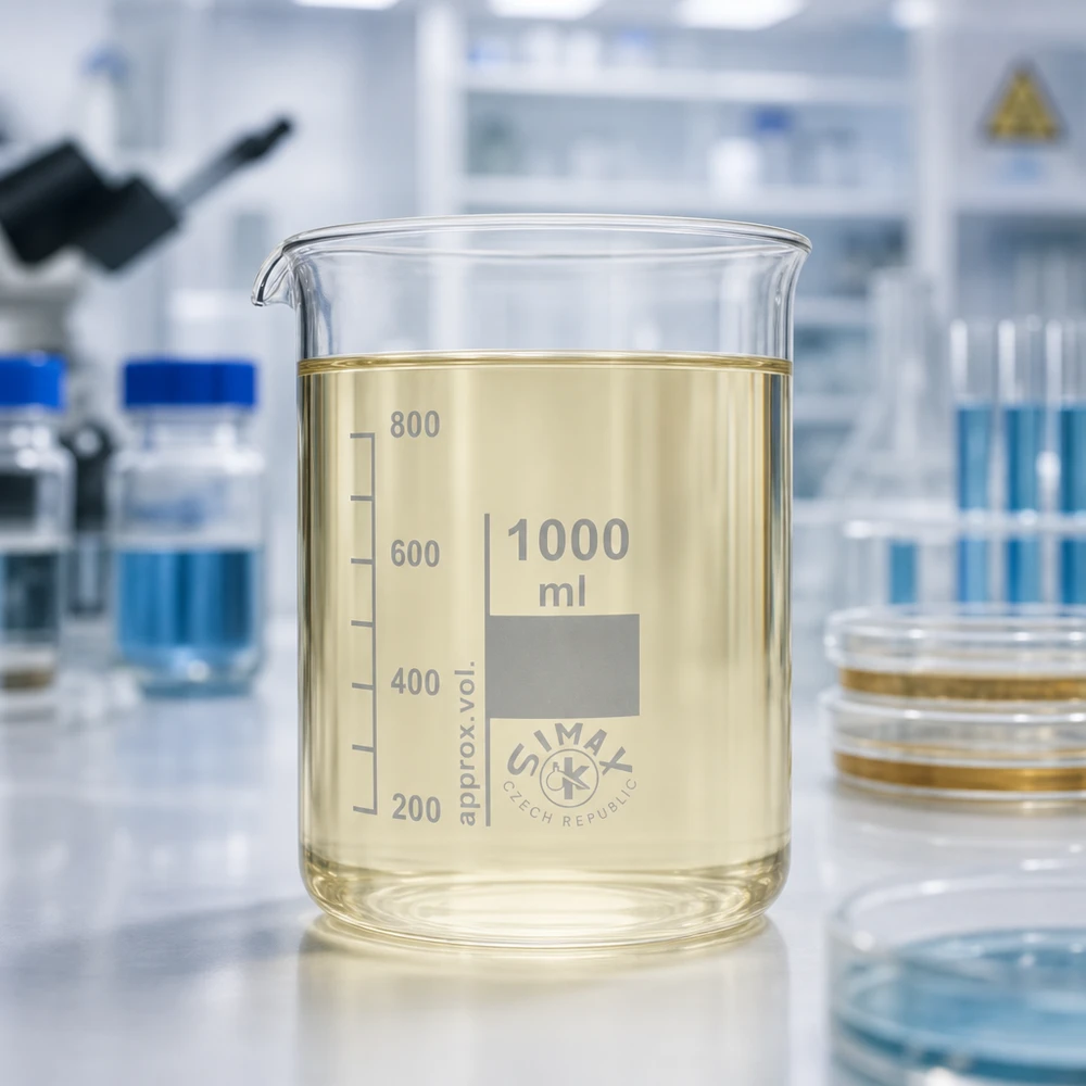 Bekerglas 1000 ml van hittebestendig borosilicaatglas (laag model) Bekerglas 1000 ml van transparant borosilicaatglas met schenktuit voor eenvoudig decanteren in het laboratorium