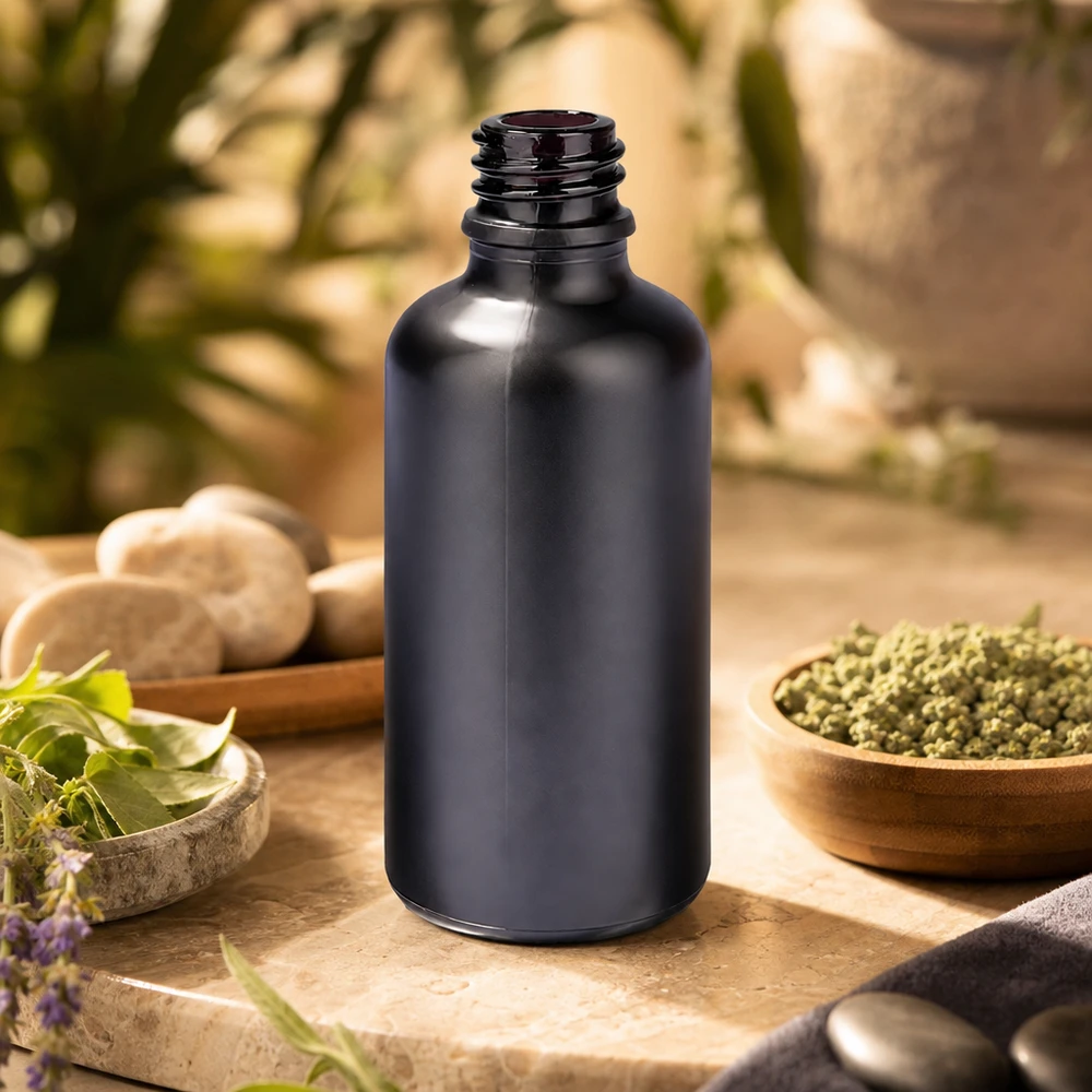 50ml apothekersfles BlackLine UT18/50 UNiTWIST 50ml apothekersfles BlackLine UT18/50 UNiTWIST met UV-bescherming voor lichtgevoelige etherische oliën