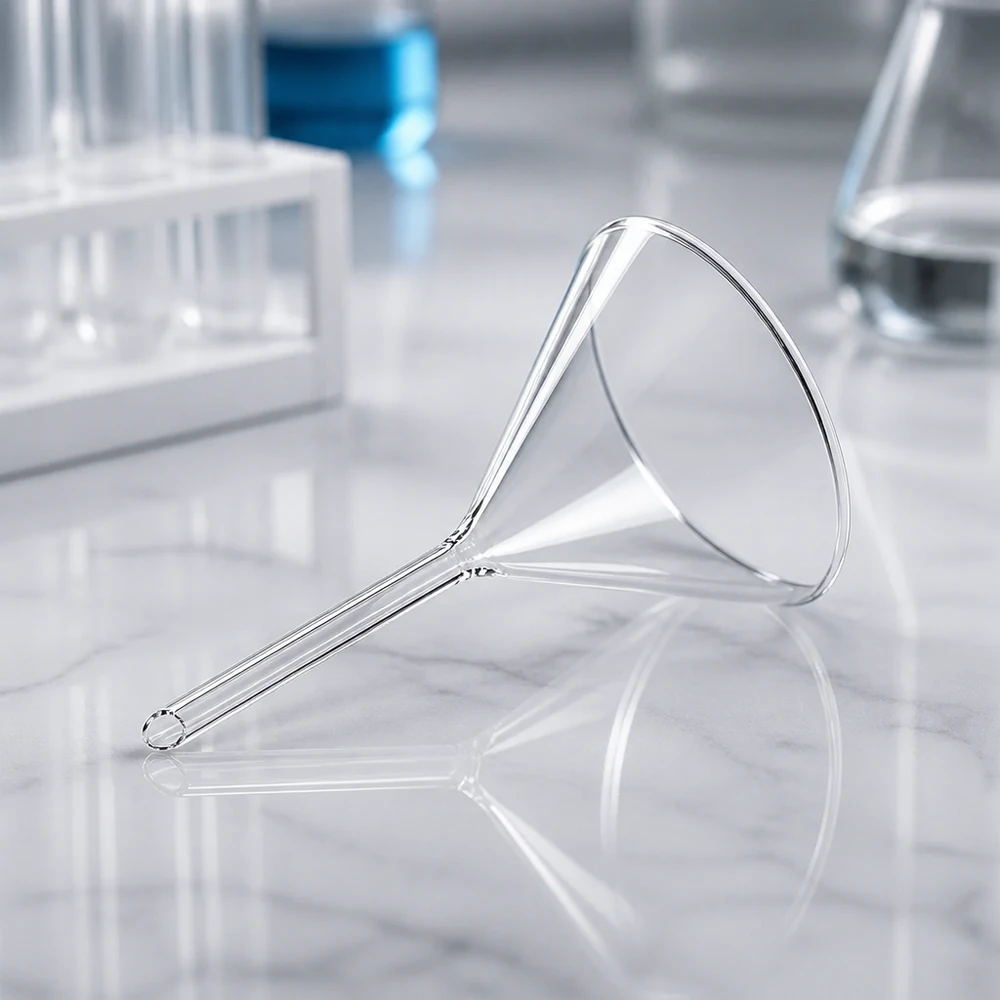 Glazen trechter Ø 100mm - borosilicaat 3.3 - 60° hoek Transparante glazen trechter 100mm korte stijl voor professioneel laboratoriumwerk en filtratieprocessen