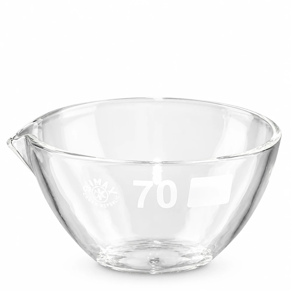 Indampschaal 60ml van borosilicaatglas met schenktuit Heldere laboratorium glazen verdampingsschaal met een diameter van 70 mm gemaakt van hoogwaardig borosilicaat materiaal