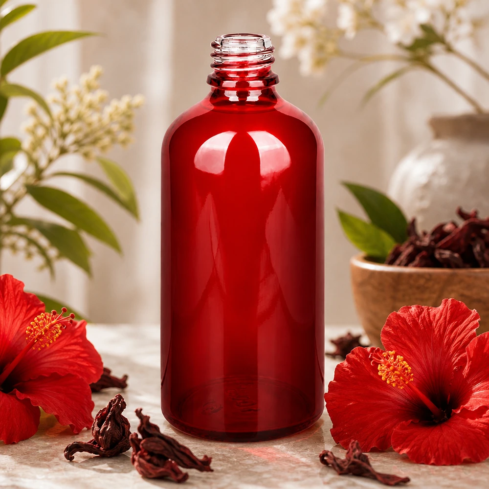 Apothekersfles 100ml RedLine UT18/100 UNiTWIST 100 ml rode glazen fles RedLine met brede opening voor eenvoudig vullen en doseren