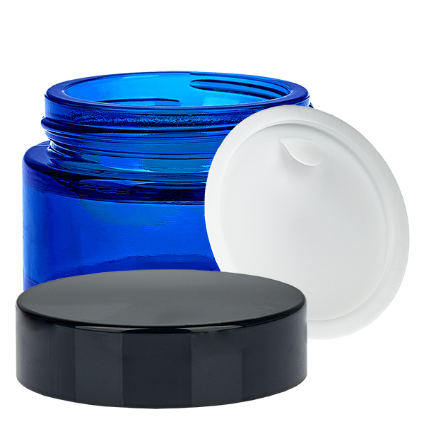 Glazen pot 30ml blauw met inlay deksel UNiTWIST