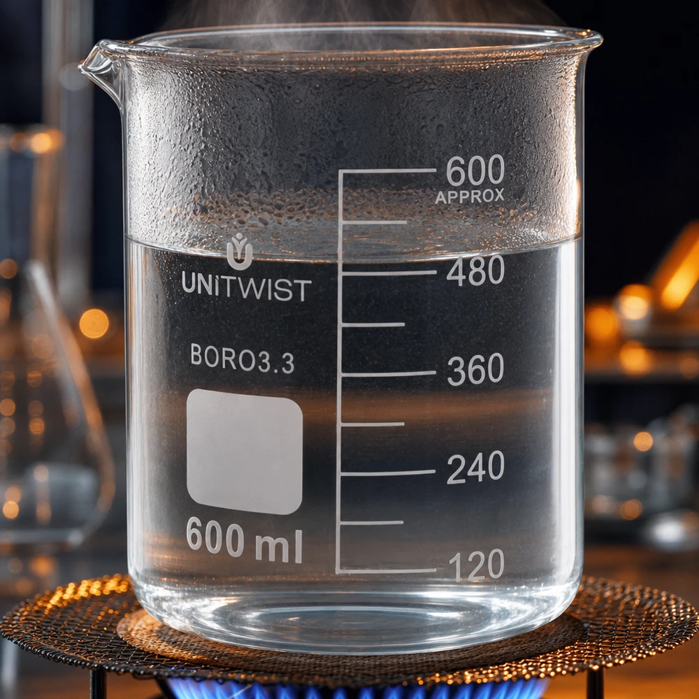 Laboratoriumbeker van 600 ml, UNiTWIST, cilindrische vorm, van hittebestendig Boro3.3-glas