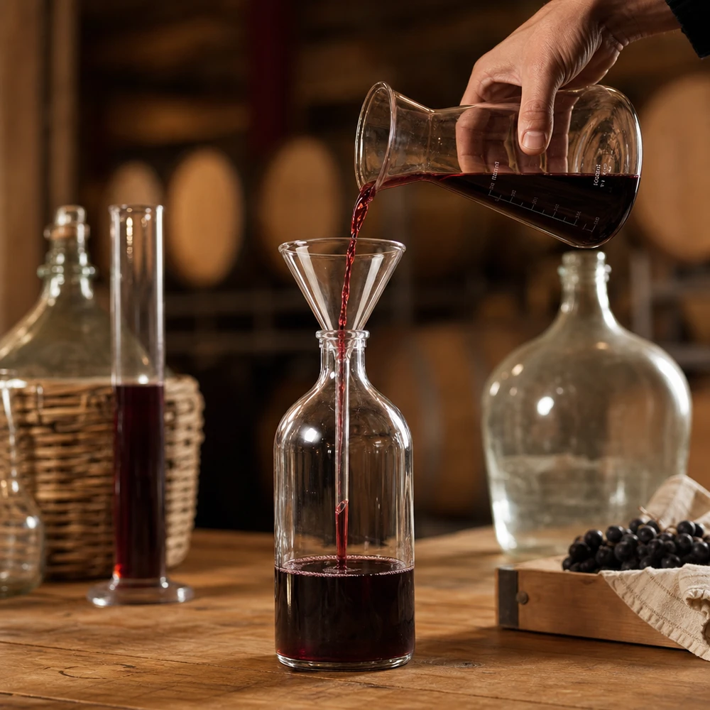 Glazen trechter Ø 80mm - kalk-soda-glas - 60° hoek Korte trechter van 80 mm, transparant, van kalk-sodaglas, voor het overgieten van vloeistoffen en poeders