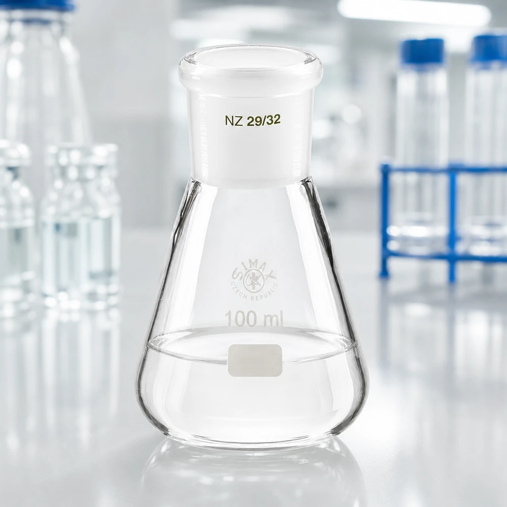 Erlenmeyer 100 ml wijde hals borosilicaat met slijpstuk 29/32 Erlenmeyer 100 ml wijde hals borosilicaat met slijpstuk 29/32