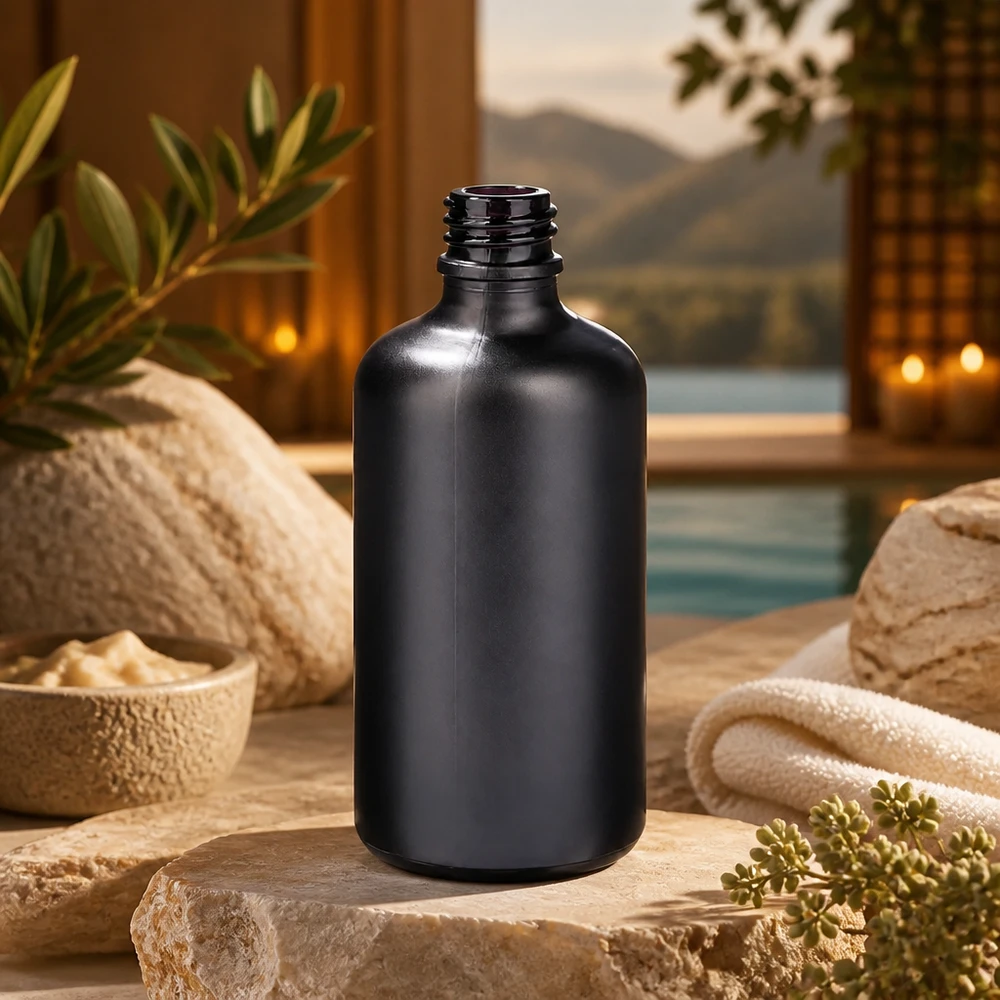 100ml apothekersfles BlackLine UT18/100 UNiTWIST Robuuste 100ml apothekersfles BlackLine UT18/100 UNiTWIST gemaakt van breukvast violet glas