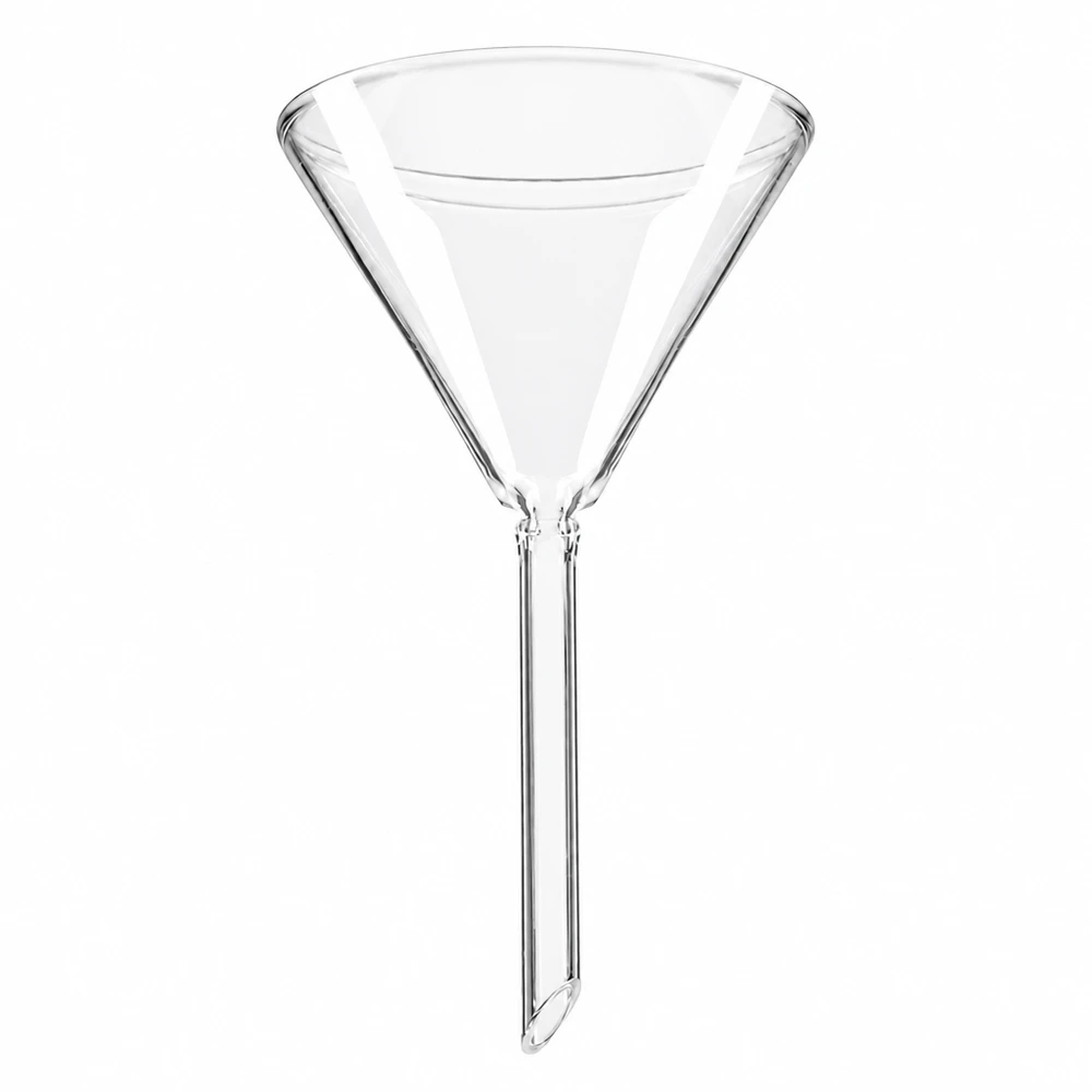 Glazen trechter Ø 70mm - kalk-soda-glas - 60° hoek Glazen trechter 70mm diameter gemaakt van soda lime glas met kort handvat voor nauwkeurig decanteren