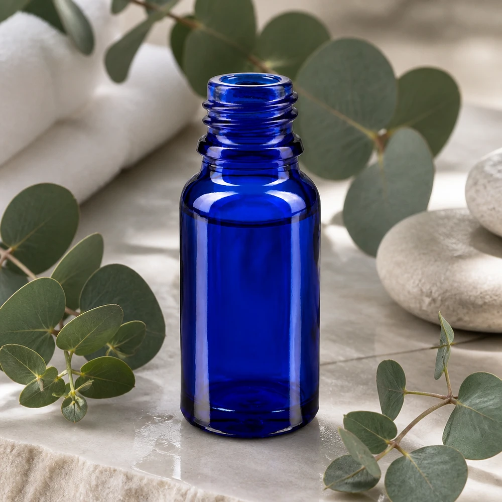 Blauwe glazen fles 10ml Handig 10ml apothekersflesje van blauw glas voor mobiel gebruik en op reis