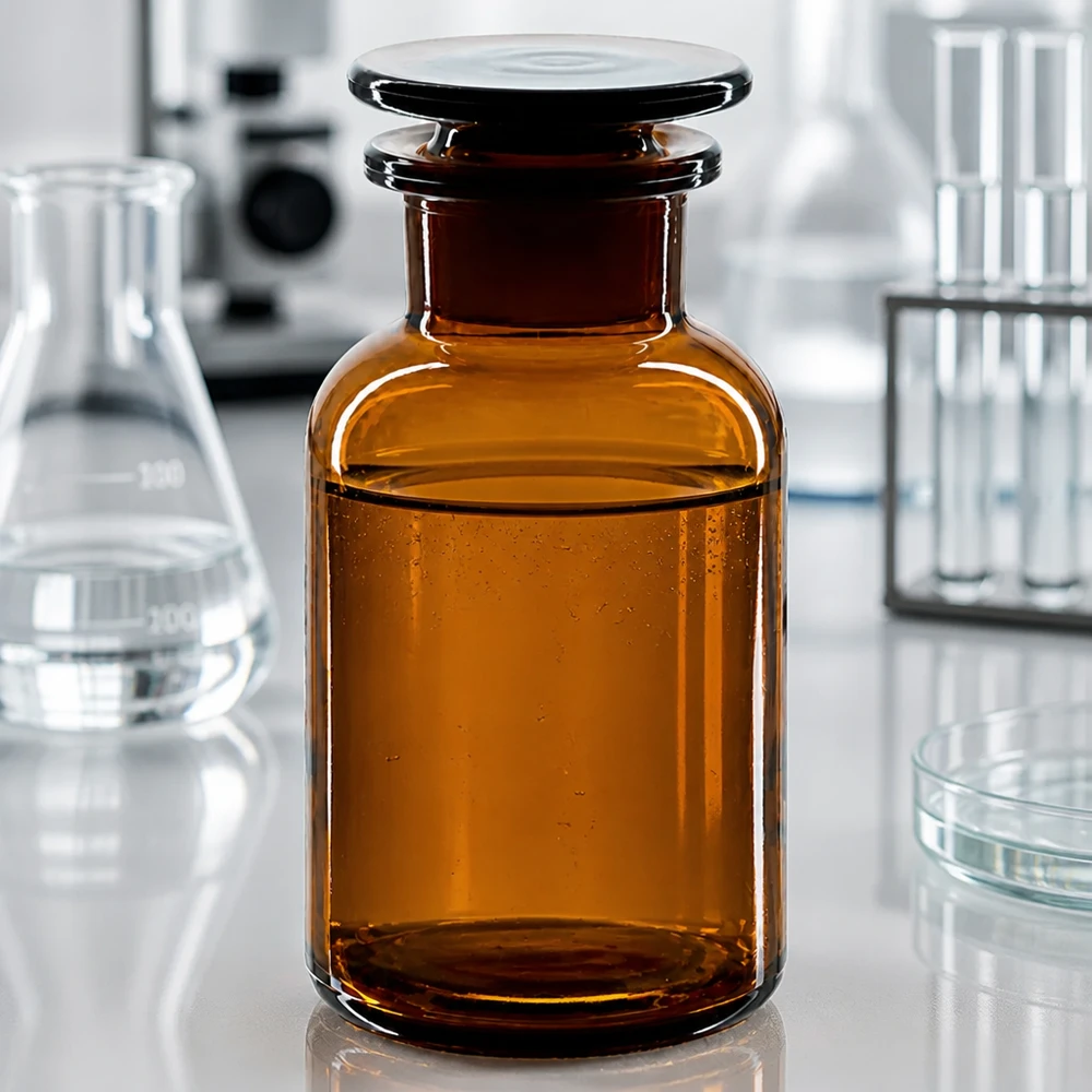 Apothekersfles 250 ml wijde hals bruin glas incl. glazen stop Apothekersfles met brede hals, 250 ml, bruin glas met platte stop, brede opening voor eenvoudig vullen