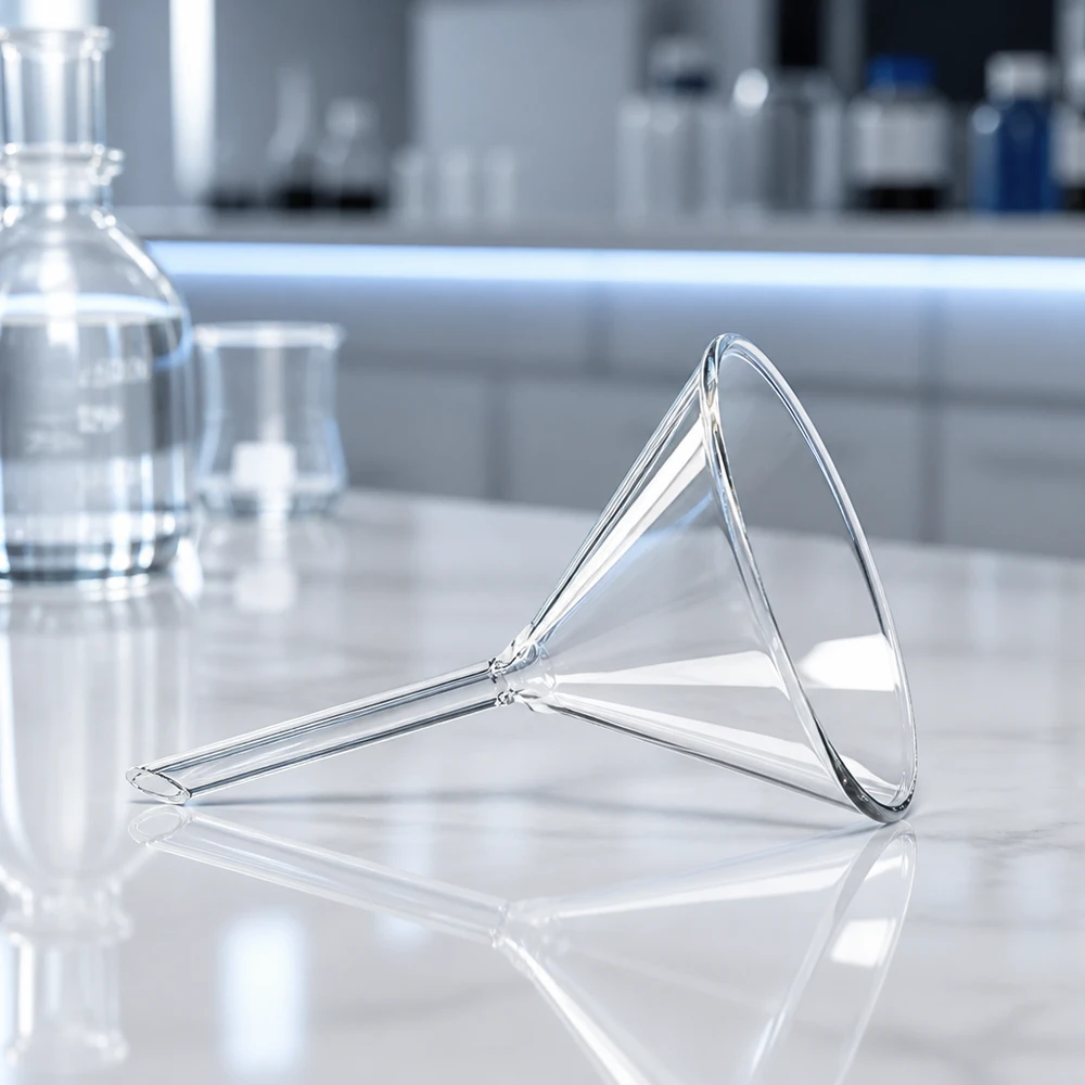 Glazen trechter Ø 70mm - kalk-soda-glas - 60° hoek Precisieglasglaasjes 70 mm gemaakt van resistent natronkalkglas voor professionele laboratoriumomgevingen